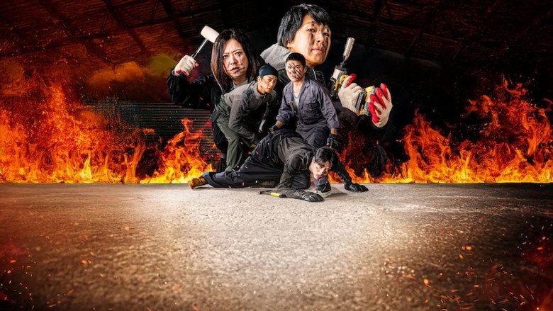 The cast of *Screwballs* mid-mission, their faces a mix of exhaustion and glee as they huddle around a ridiculous prop