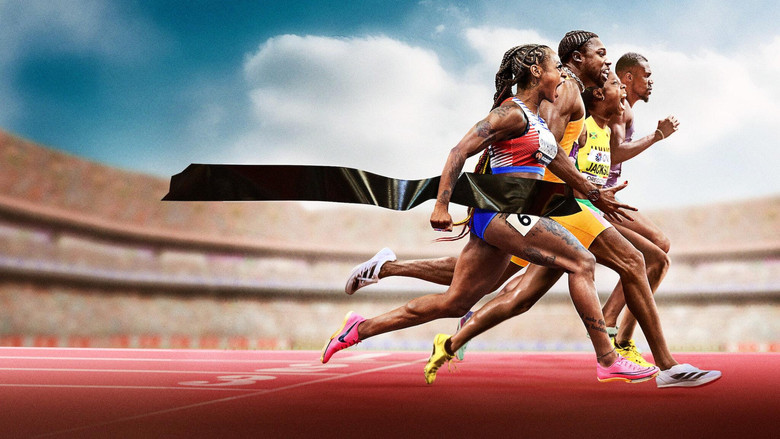 A sprinter mid-race, muscles taut, face contorted in effort, the blur of the track beneath him a streak of motion.