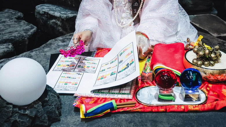 Contestants in deep concentration during a divination challenge