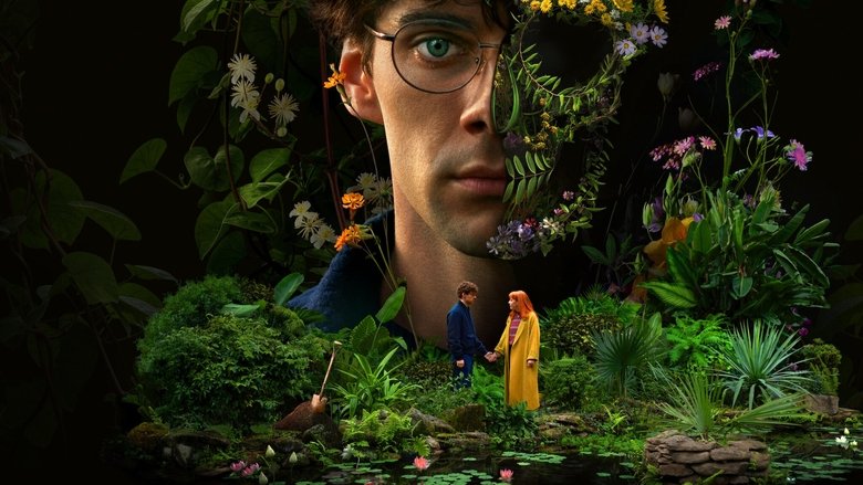 Elmer and Violeta standing in a greenhouse, the glass panes casting fractured light across their faces