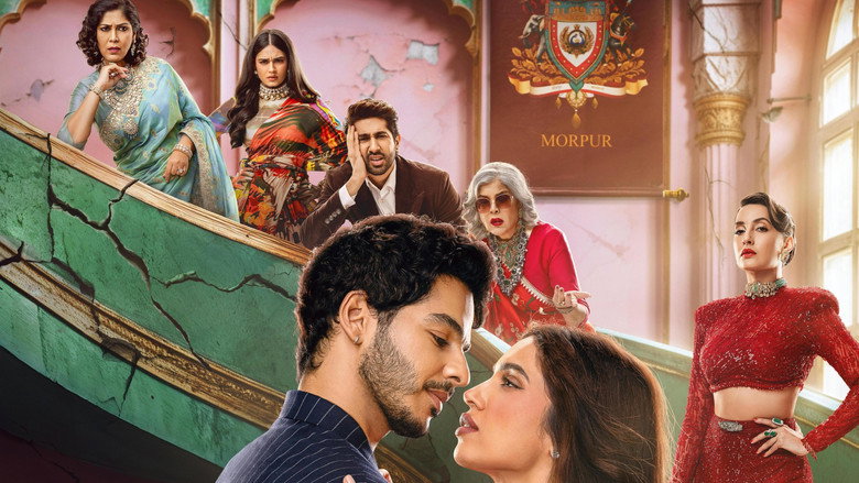 The Morpur palace at dusk, its golden lights flickering against the fading sky, as Sophia Kanmani Shekhar steps out of a sleek black car, her heels clicking on the marble steps.