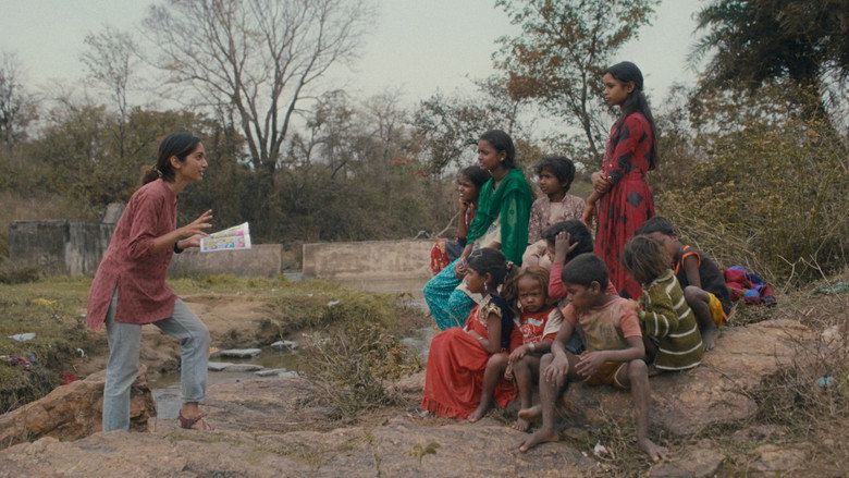 A tense confrontation in the slum, where Molshri and Shivang face skeptical parents under the harsh glow of a single streetlight.