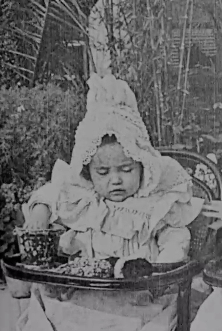 Two Toddlers in High Chairs poster background