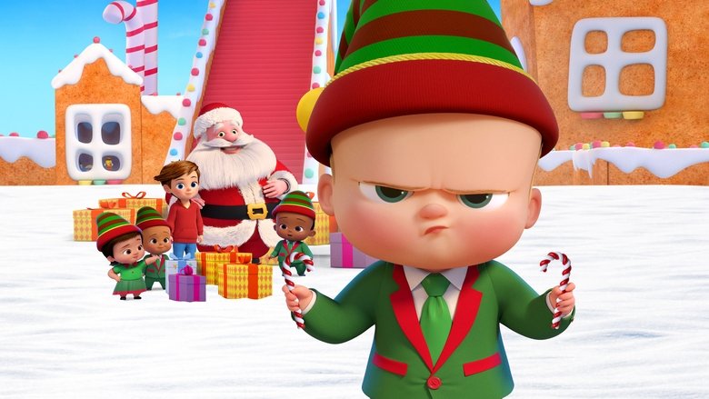 Boss Baby and the elves in a standoff at Santa’s workshop