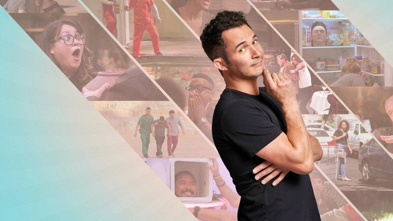 Justin Willman and his team setting up an elaborate prank in a mock laboratory