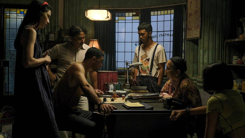 A neon-lit alleyway in Semarang, the film’s stand-in for a decaying Jakarta, where Gaspar and Agnes navigate the underbelly of the city.