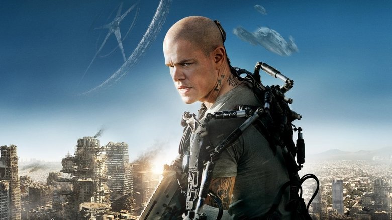 The stark divide: Elysium's pristine orbit above a ruined Earth