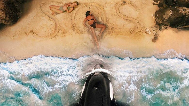 Ceto the orca breaching the surface of the remote lagoon