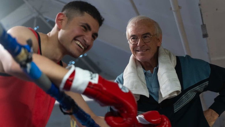 A close-up of a boxer looking intensely into a mirror, emphasizing the psychological toll of the sport.