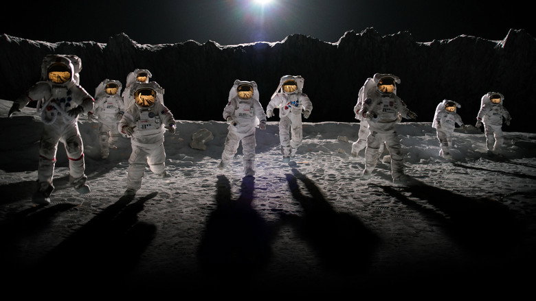 A massive, futuristic Mars base nestled against the red rocky terrain