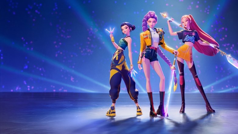 Rumi, Mira, and Zoey looking out over the neon-lit city