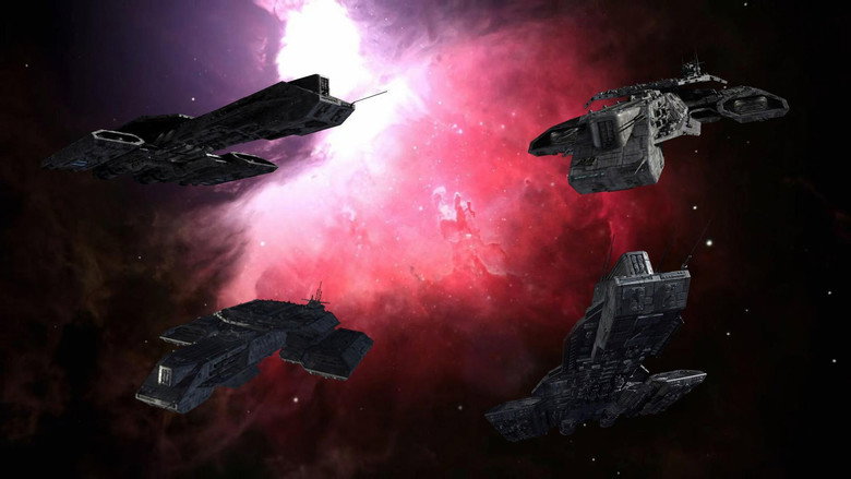 A Goa'uld mothership looming in orbit