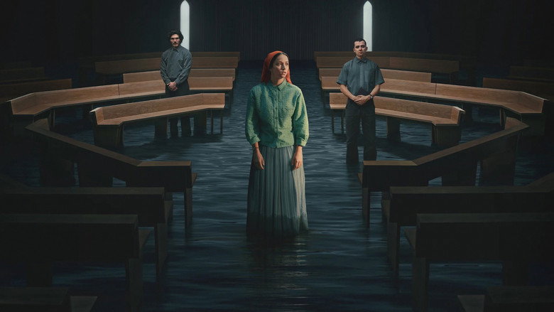Rosie stands in the dimly lit hallway of the Fellowship compound, her face half in shadow, the weight of the community pressing in around her.