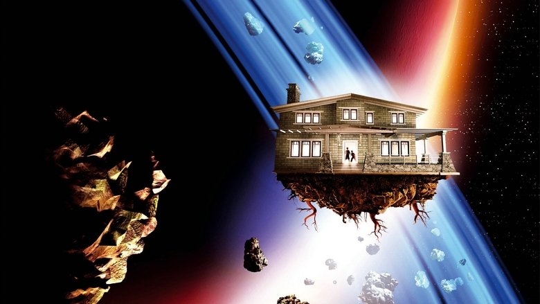 The house drifts in space, a fragile speck against the stars