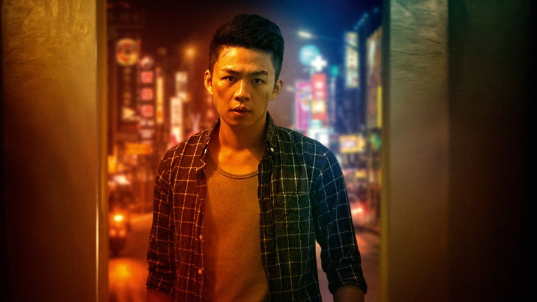 A neon-lit alleyway at night, rain slicking the pavement, a lone figure walking away from the camera.