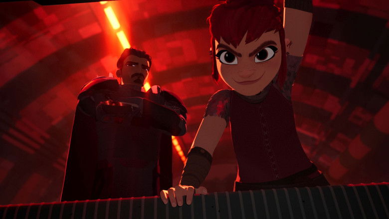 Nimona as a small girl, her expression shifting from hope to hurt
