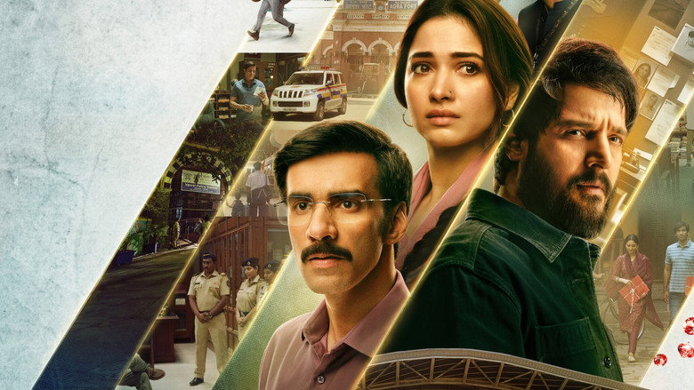 A tense interrogation scene, the dim lighting casting long shadows across the faces of Jimmy Shergill and Avinash Tiwary