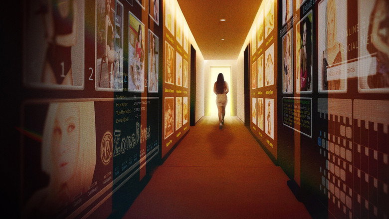A dimly lit room with a laptop screen glowing, casting shadows on a woman's face as she stares at the Zona Divas website.