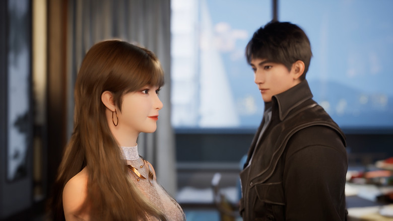 A wide, cinematic shot of the cultivation world's vast, surreal landscapes