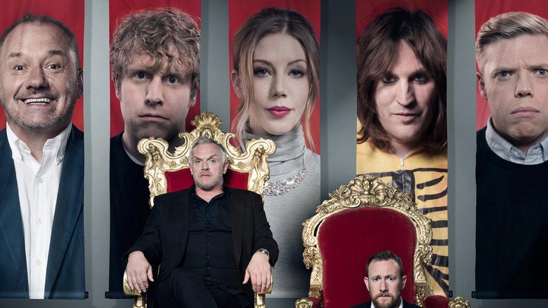 Contestants sitting awkwardly on stage awaiting judgment