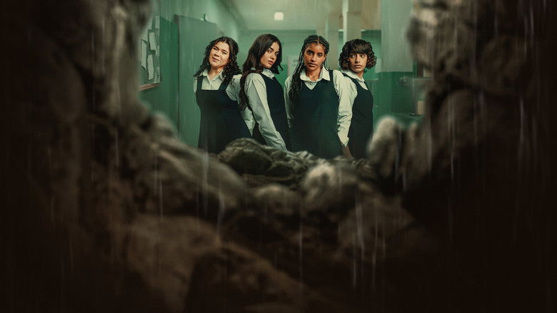 The girls look down into the dark abyss