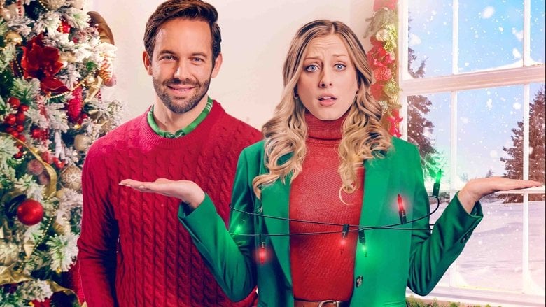 Emily, the protagonist, stands in the middle of a snow-covered town square, surrounded by townspeople in matching holiday sweaters, all staring at her with unnerving cheer