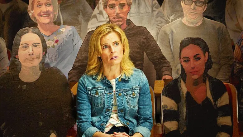Maria Bamford sits on a therapist's couch, her expression a mix of exhaustion and hope, while Fred Melamed's therapist listens with quiet intensity.