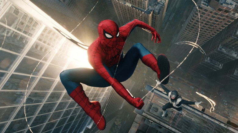 Peter Parker standing alone on a rooftop at dawn, his reflection distorted in a rain-slicked window