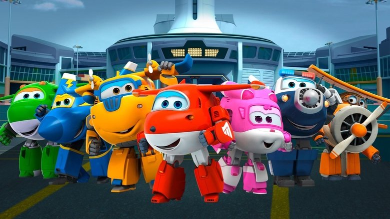 Jett and the Super Wings crew soaring through the sky