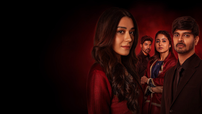 A tense confrontation in a dimly lit room, with Purva looming over Vikrant, her expression unreadable but intense.