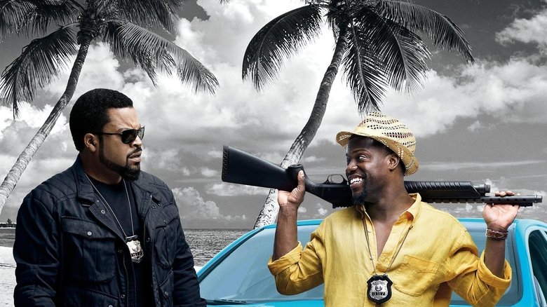 Kevin Hart and Ice Cube in a tense moment, surrounded by Miami's neon glow