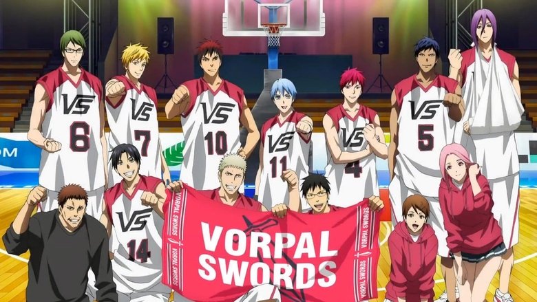 A tense moment on the court, with Team Vorpal Swords huddled together, their faces set in determination as they prepare for the final play.