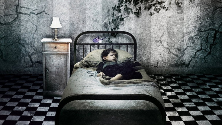 A child's bedroom filled with glowing butterflies, their wings casting soft light on the walls.