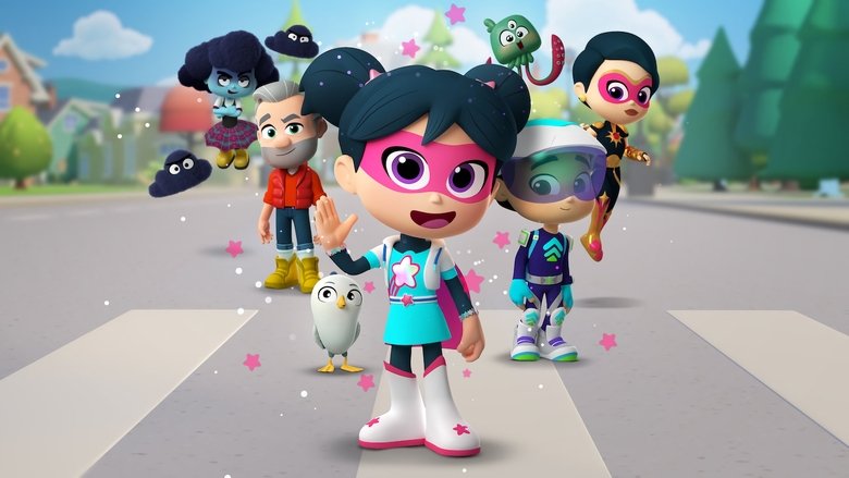 Zoey mid-transformation, her arms outstretched as golden light swirls around her, the 2D-animated eyes wide with excitement