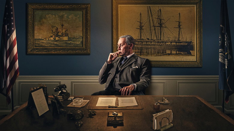 FDR seated at a desk, his face half in shadow, the weight of the Great Depression etched into his expression