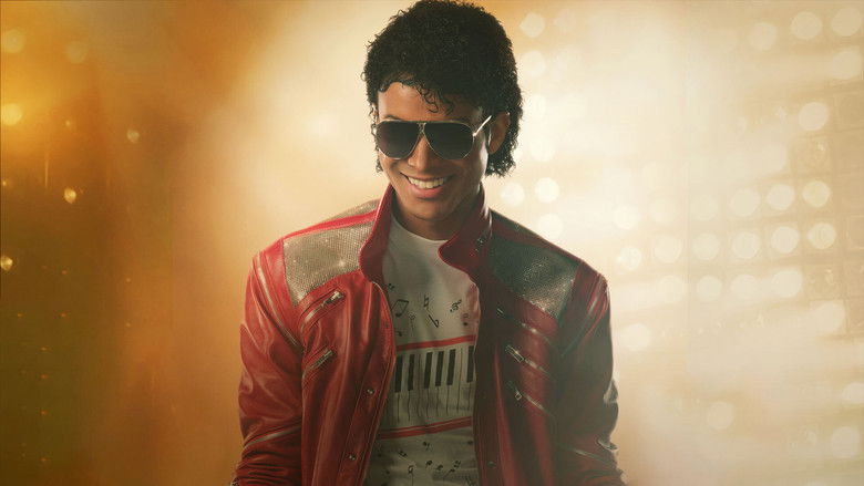 A silhouette of Michael Jackson performing on stage