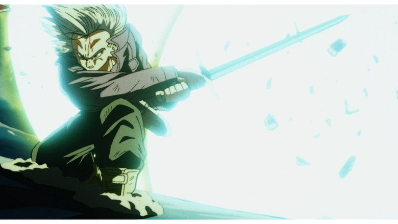 Super Android 13, the hulking fusion, looms over the battlefield