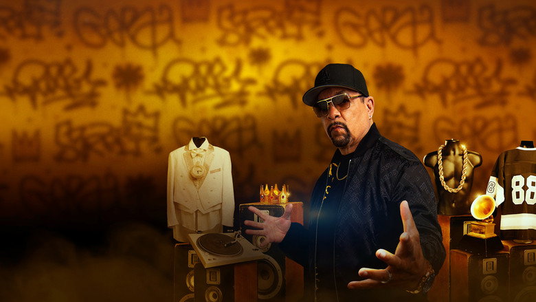 LL Cool J and Ice-T stand in a dimly lit storage unit, flashlights scanning shelves of forgotten memorabilia.