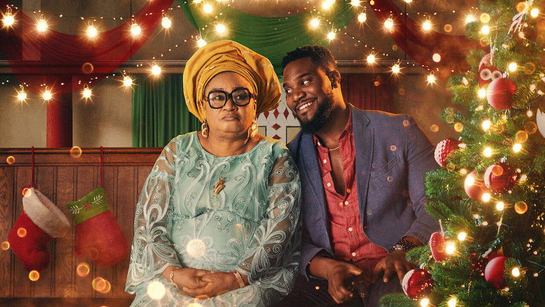 A family gathered around a table laden with food, laughter spilling over plates of jollof rice and fried turkey