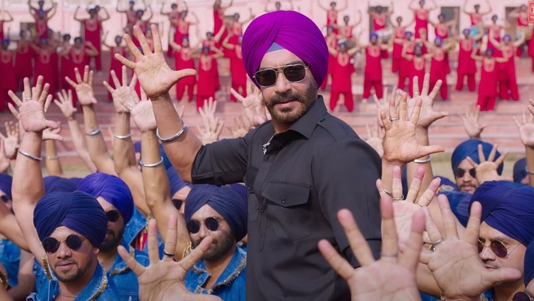 A chaotic wedding scene with characters in traditional Punjabi attire, confetti flying, and a chandelier swinging dangerously overhead