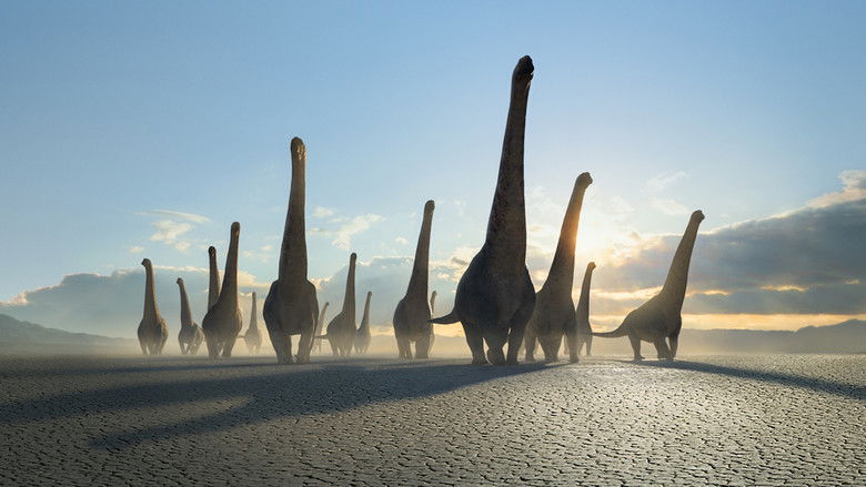 Dinosaurs migrating across a rocky terrain