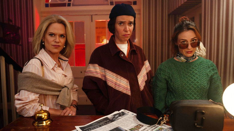 Saoirse, Robyn, and Dara looking shocked at the wake in rural Ireland