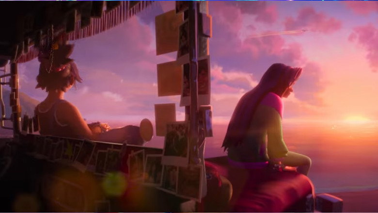 A bustling, mystical marketplace lit by hanging lanterns, where strange, shadowy creatures trade glowing orbs of light.