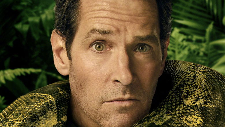 A tense night scene showing characters huddled together with flashlights piercing through the thick jungle fog